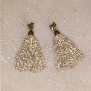 J. Crew white tassel earrings
